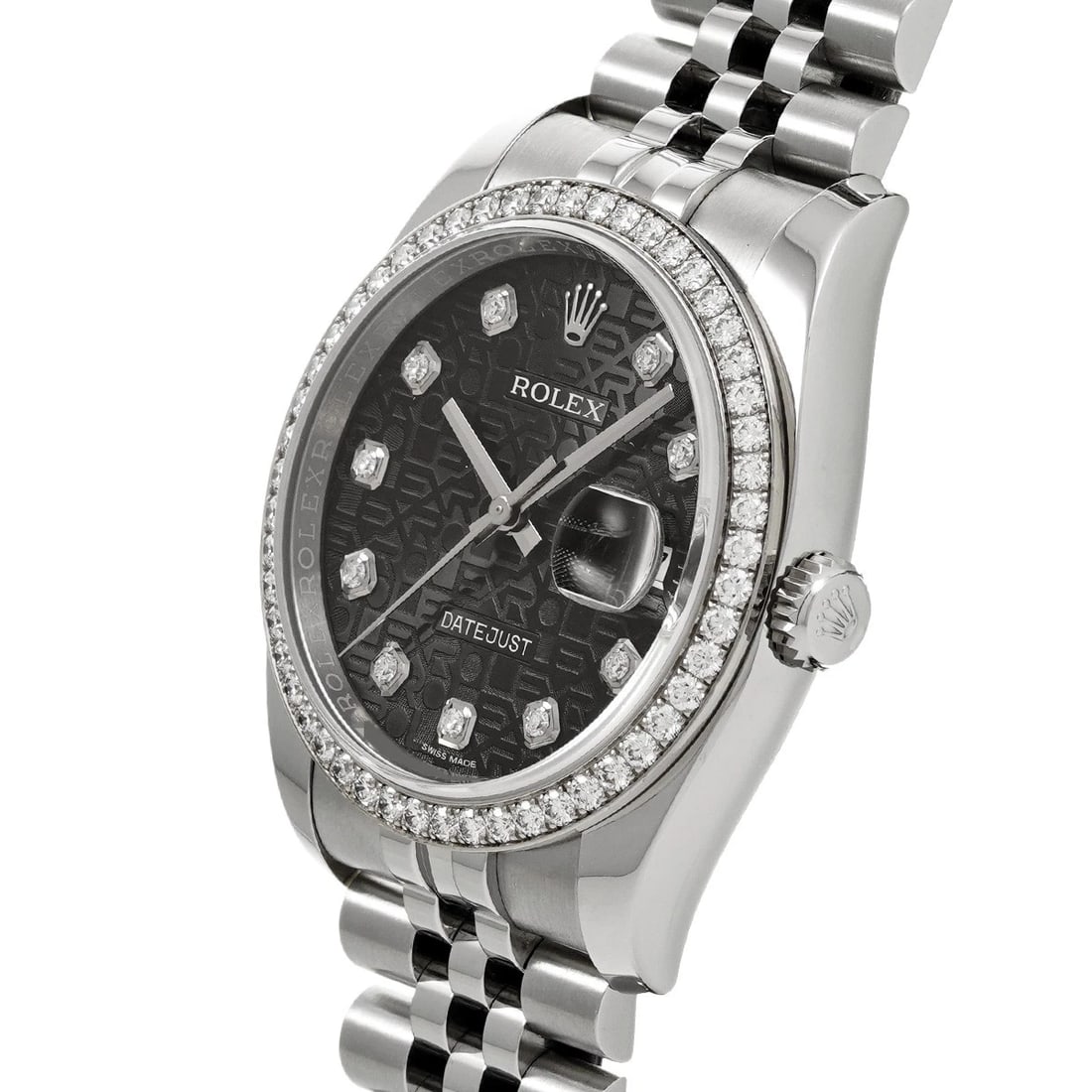 ROLEX DATEJUST BLACK COMPUTER/DIAMOND WATCH - 2