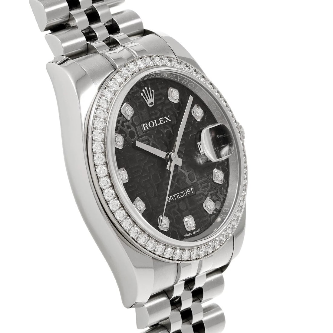 ROLEX DATEJUST BLACK COMPUTER/DIAMOND WATCH - 3