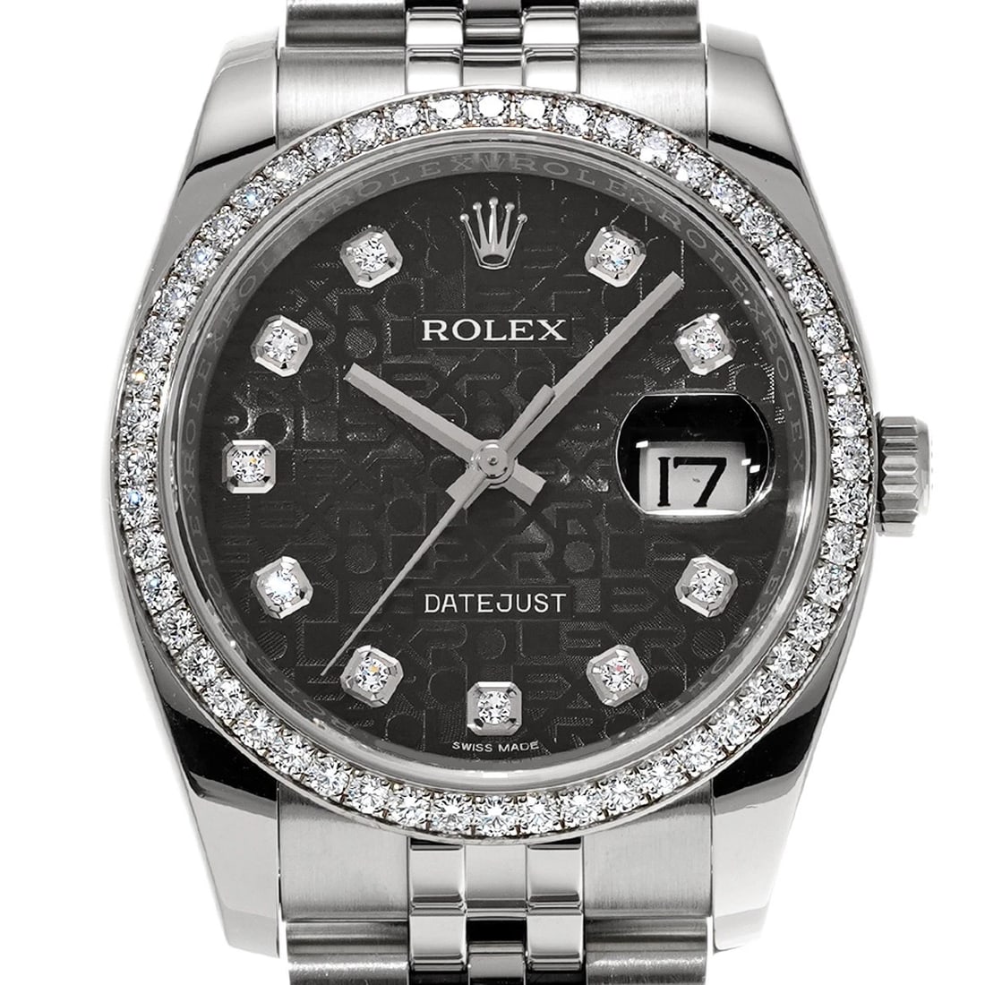 ROLEX DATEJUST BLACK COMPUTER/DIAMOND WATCH - 4