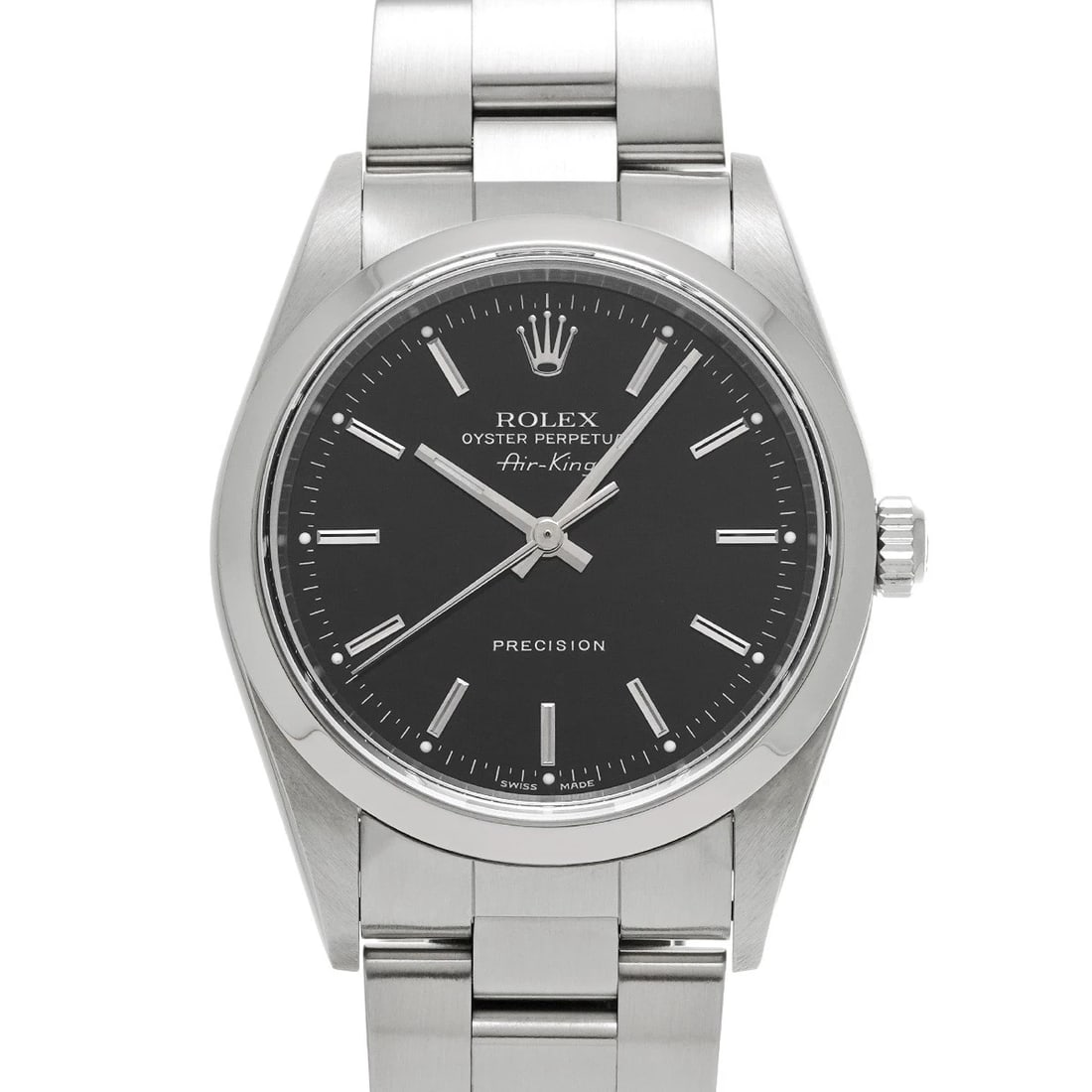 ROLEX AIR-KING BLACK WATCH: ROLEX Air-King Black WATCH Brand: ROLEX Type: Wristwatch Material: Band Material Stainless steel, Case Material Stainless steel Color: Dial Color Black Size: ??Case? H/about 34mm W/about 34mm D/about 