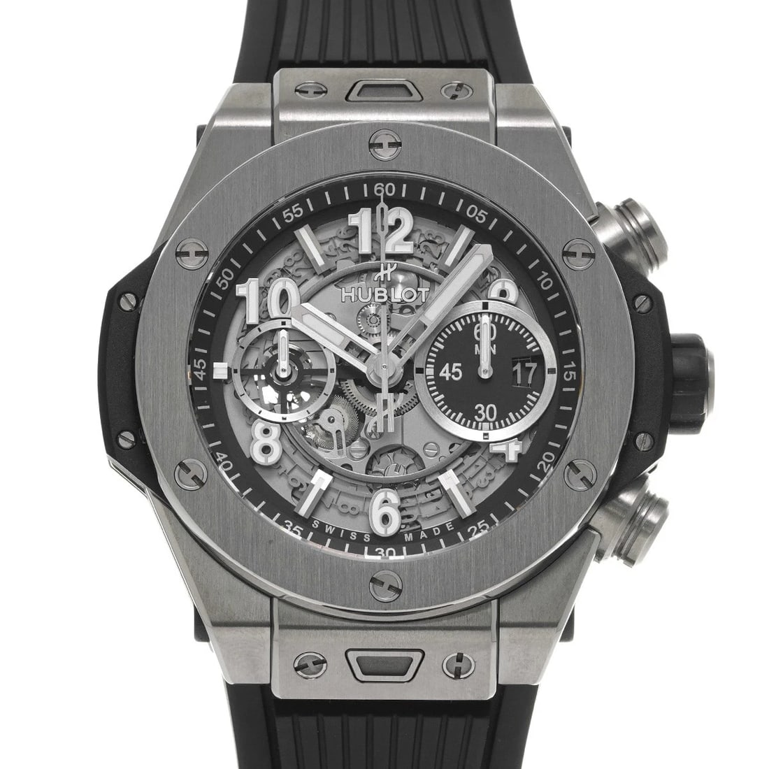 HUBLOT BIG BANG UNICO TITANIUM MATTE BLACK SKELETON WATCH: HUBLOT Big Bang Unico Titanium Matte Black Skeleton WATCH Brand: HUBLOT Type: Wristwatch Material: Band Material rubber, Case Material titanium Color: Dial Color Matte Black Skeleton Size: ??Case? H/a