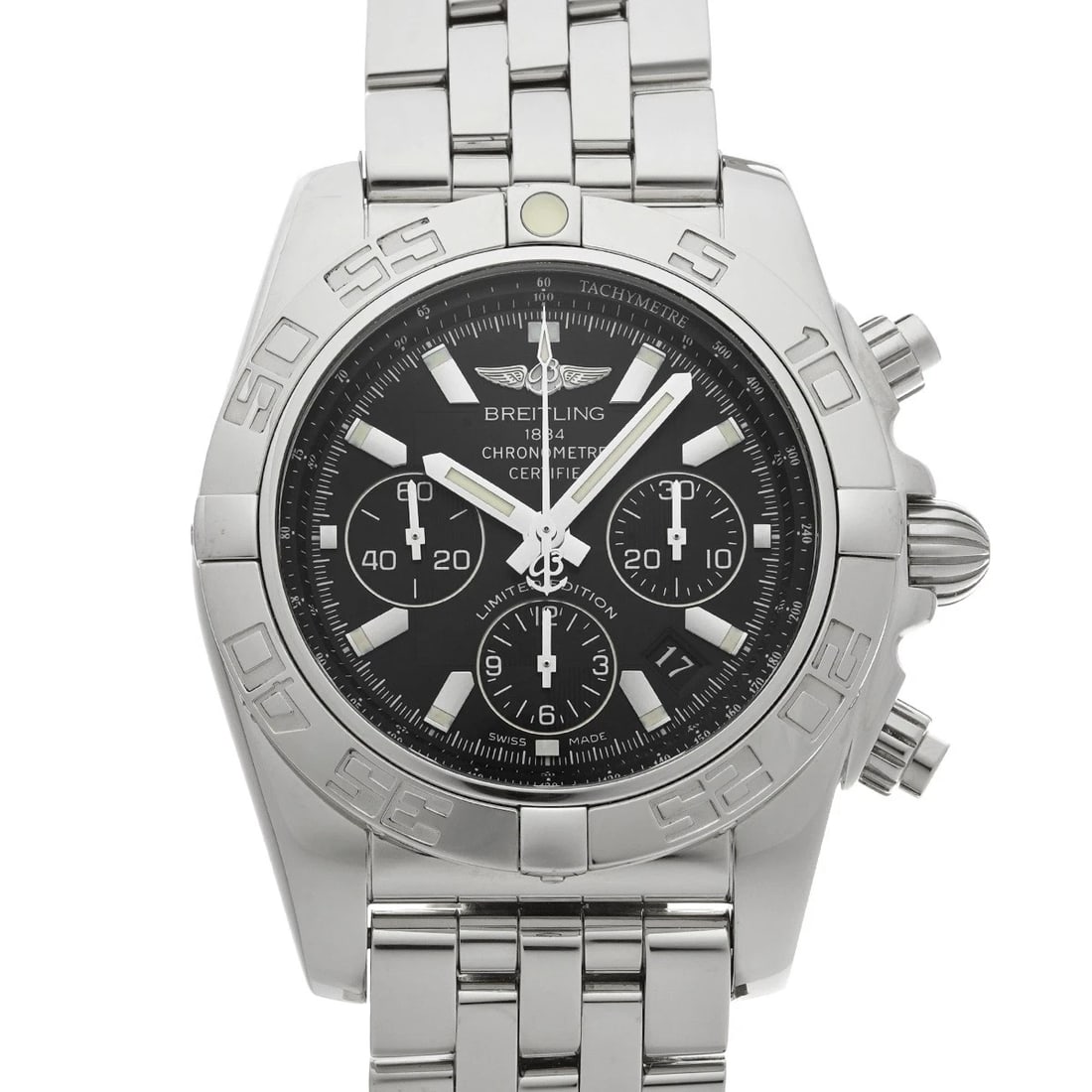 BREITLING CHRONOMAT BLACK WATCH: BREITLING Chronomat Black WATCH Brand: BREITLING Type: Wristwatch Material: Band Material Stainless steel, Case Material Stainless steel Color: Dial Color Black Size: ??Case? H/about 44mm W/about
