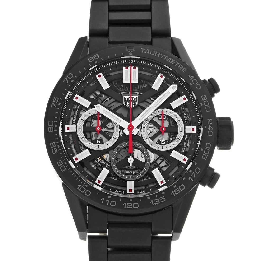 TAG HEUER CARRERA CALIBER HEUER CHRONOGRAPH BLACK WATCH: TAG HEUER Carrera Caliber Heuer Chronograph Black WATCH Brand: TAG HEUER Type: Wristwatch Material: Band Material ceramic, Case Material Stainless steel Color: Dial Color Black Size: ??Case? H/about