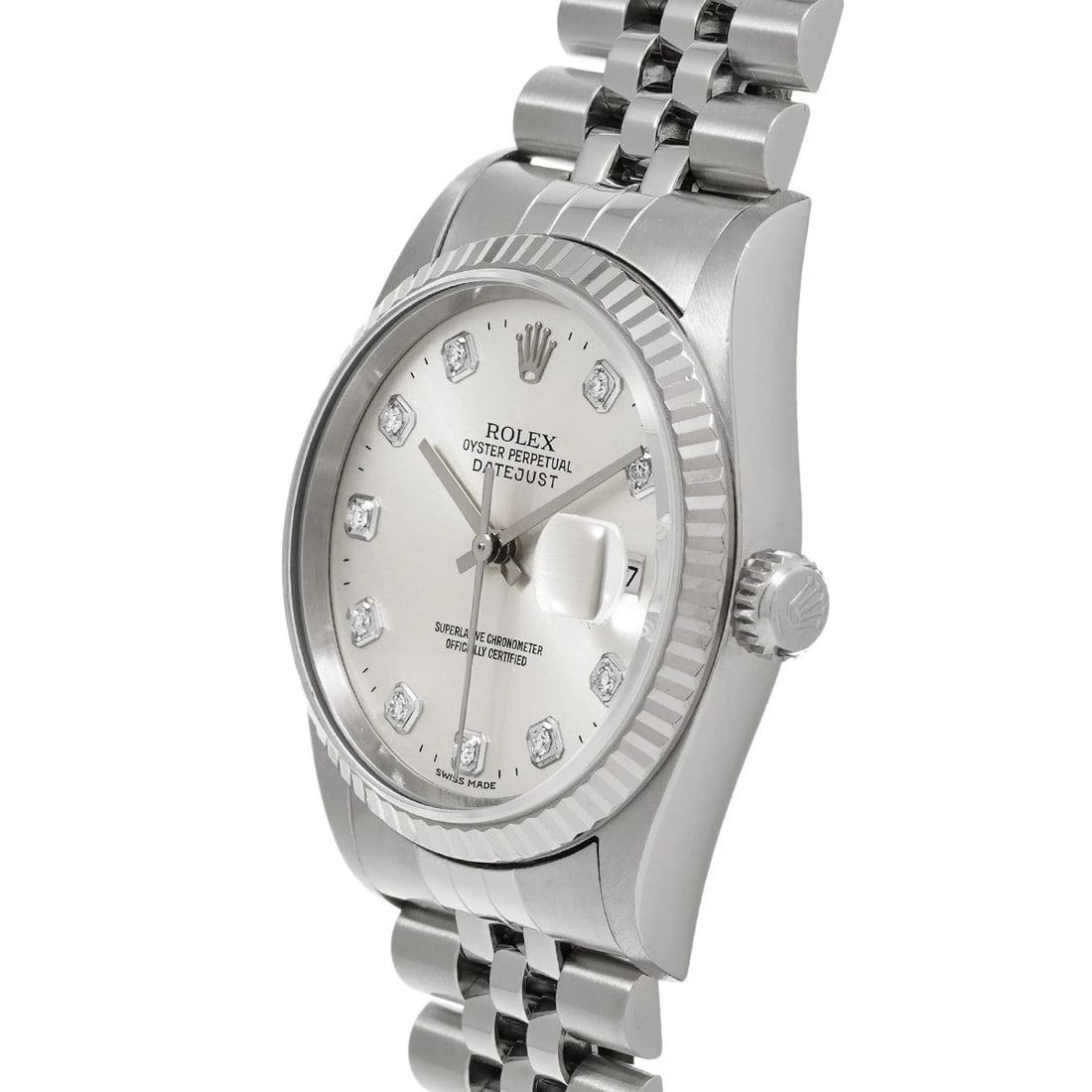 ROLEX DATEJUST SILVER/DIAMOND WATCH - 2