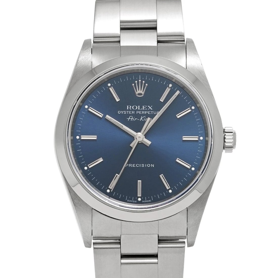 ROLEX AIR-KING BLUE WATCH: ROLEX Air-King Blue WATCH Brand: ROLEX Type: Wristwatch Material: Band Material Stainless steel, Case Material Stainless steel Color: Dial Color Blue Size: ??Case? H/about 34mm W/about 34mm D/about