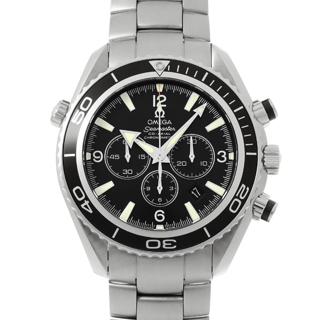 OMEGA SEAMASTER PLANET OCEAN CO-AXIAL CHRONOGRAPH BLACK WATCH: OMEGA Seamaster Planet Ocean Co-Axial Chronograph Black WATCH Brand: OMEGA Type: Wristwatch Material: Band Material Stainless steel, Case Material Stainless steel Color: Dial Color Black Size: ??Case?