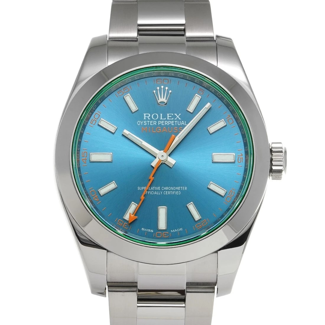 ROLEX MILGAUSS BLUE WATCH: ROLEX Milgauss Blue WATCH Brand: ROLEX Type: Wristwatch Material: Band Material Stainless steel, Case Material Stainless steel Color: Dial Color Blue Size: ??Case? H/about 40mm W/about 40mm D/about 13