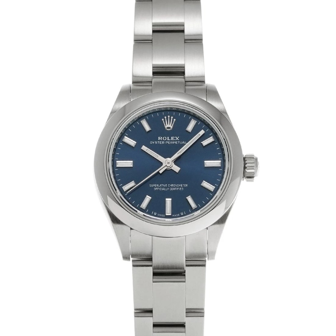 ROLEX OYSTER PERPETUAL BRIGHT BLUE WATCH: ROLEX Oyster Perpetual Bright Blue WATCH Brand: ROLEX Type: Wristwatch Material: Band Material Stainless steel, Case Material Stainless steel Color: Dial Color Bright Blue Size: ??Case? H/about 28mm W
