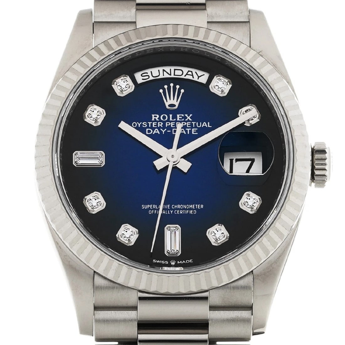 ROLEX DAY-DATE BLUE OMBRE/DIAMOND WATCH - 4