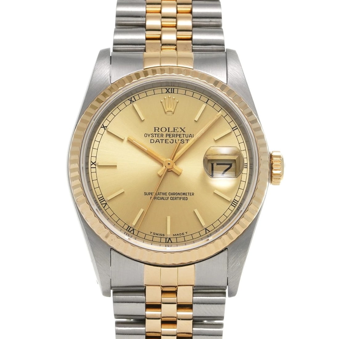 ROLEX DATEJUST CHAMPAGNE WATCH: ROLEX Datejust Champagne WATCH Brand: ROLEX Type: Wristwatch Material: Band Material Stainless steel/Yellow Gold, Case Material Stainless steel Color: Dial Color Champagne Size: ??Case? H/about 36mm W