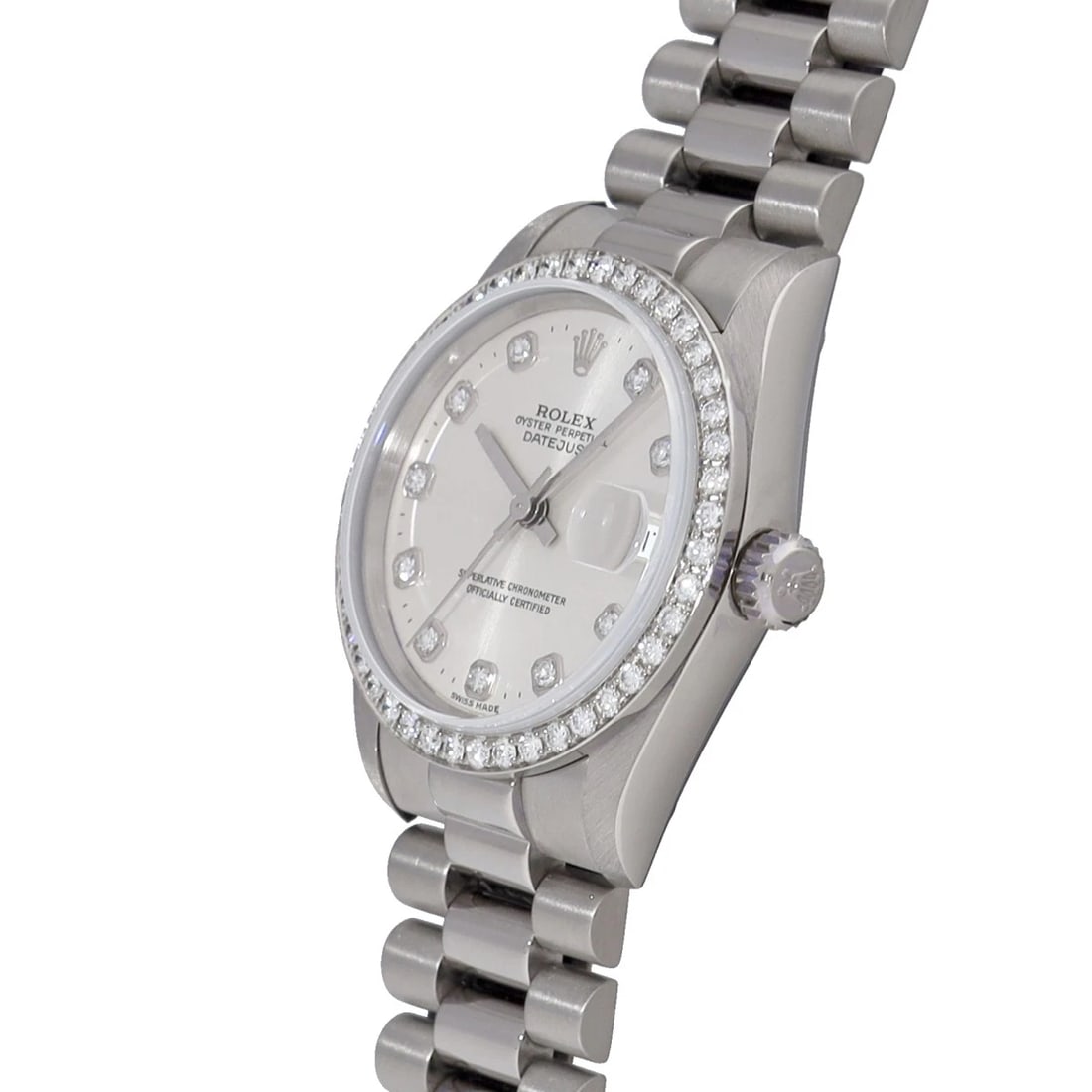 ROLEX DATEJUST SILVER/DIAMOND WATCH - 2