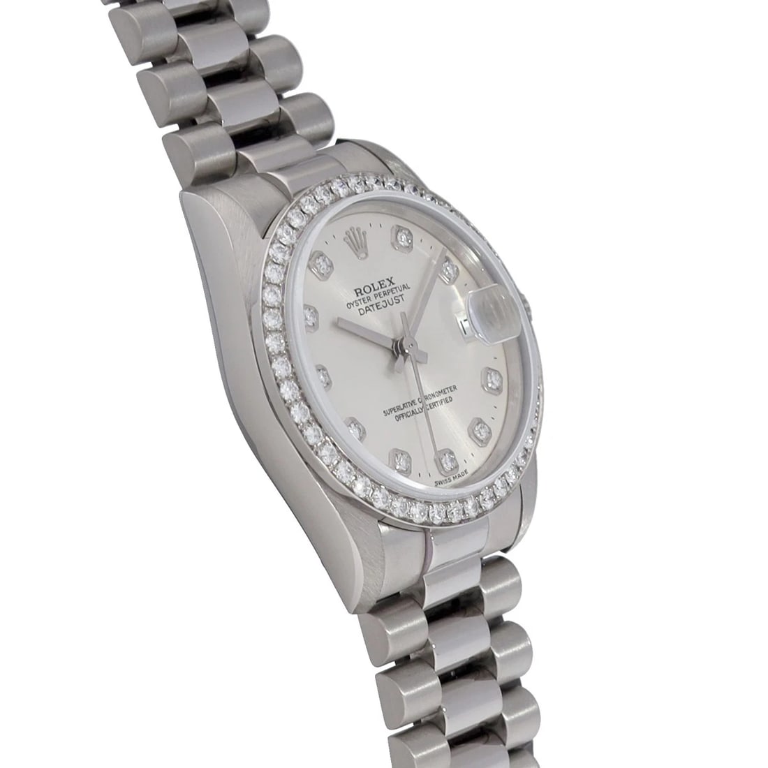 ROLEX DATEJUST SILVER/DIAMOND WATCH - 3