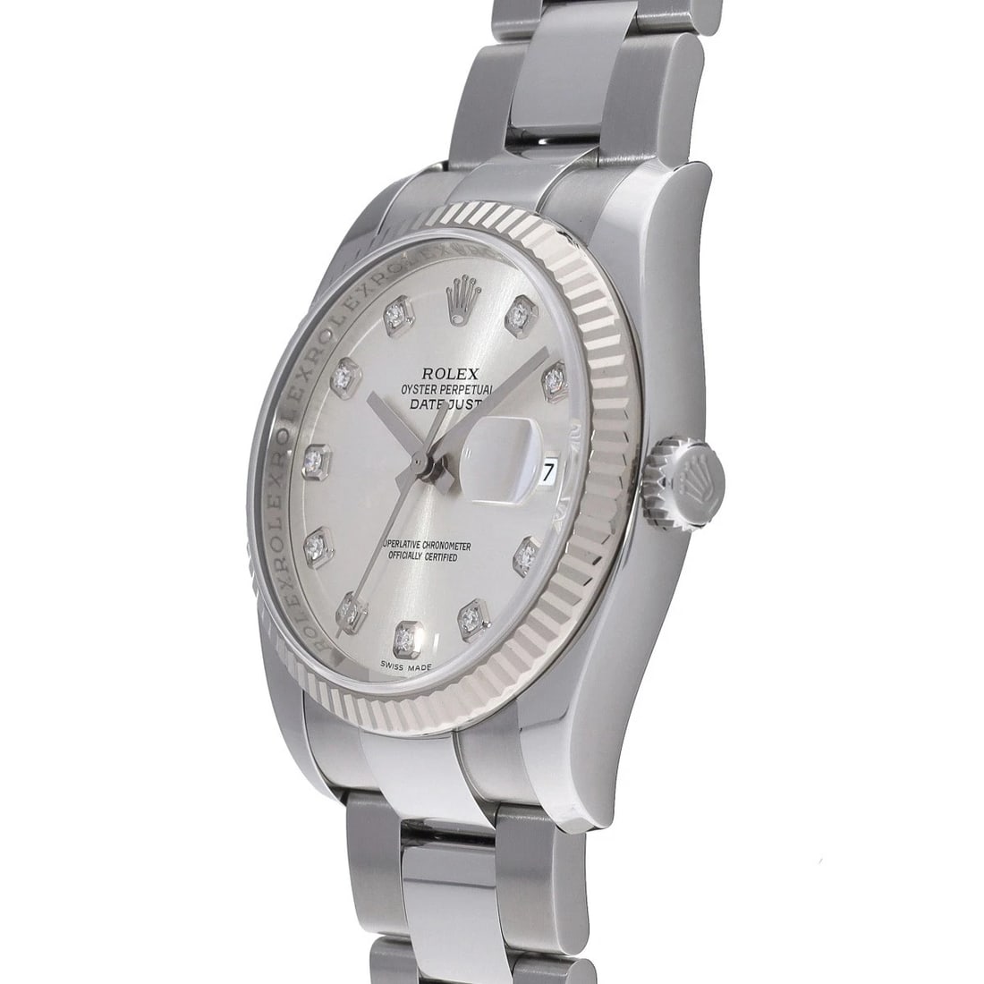 ROLEX DATEJUST SILVER/DIAMOND WATCH - 2