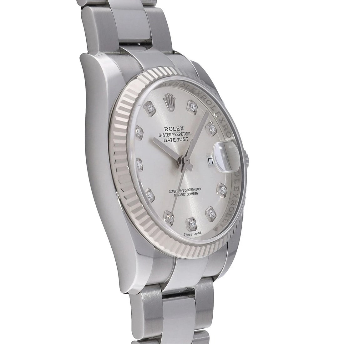 ROLEX DATEJUST SILVER/DIAMOND WATCH - 3