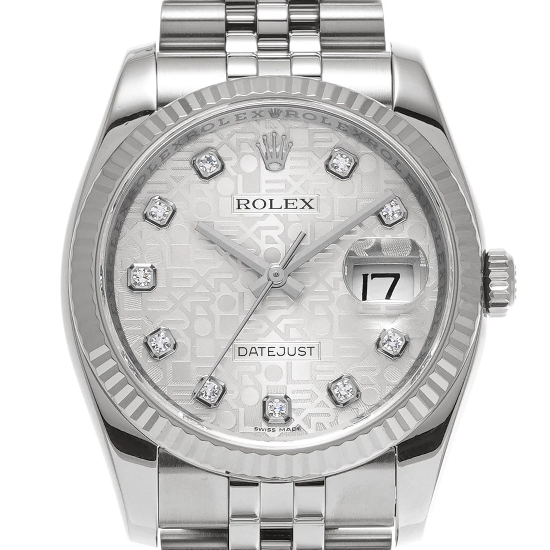 ROLEX DATEJUST SILVER COMPUTER/DIAMOND WATCH - 4