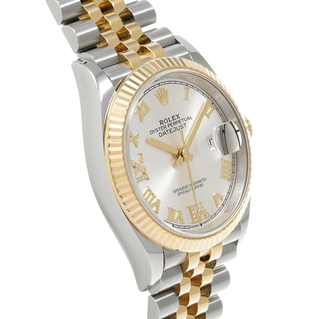 ROLEX DATEJUST SILVER/DIAMOND WATCH - 3
