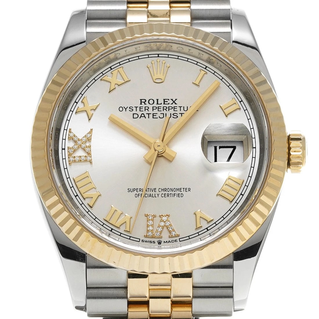 ROLEX DATEJUST SILVER/DIAMOND WATCH - 4