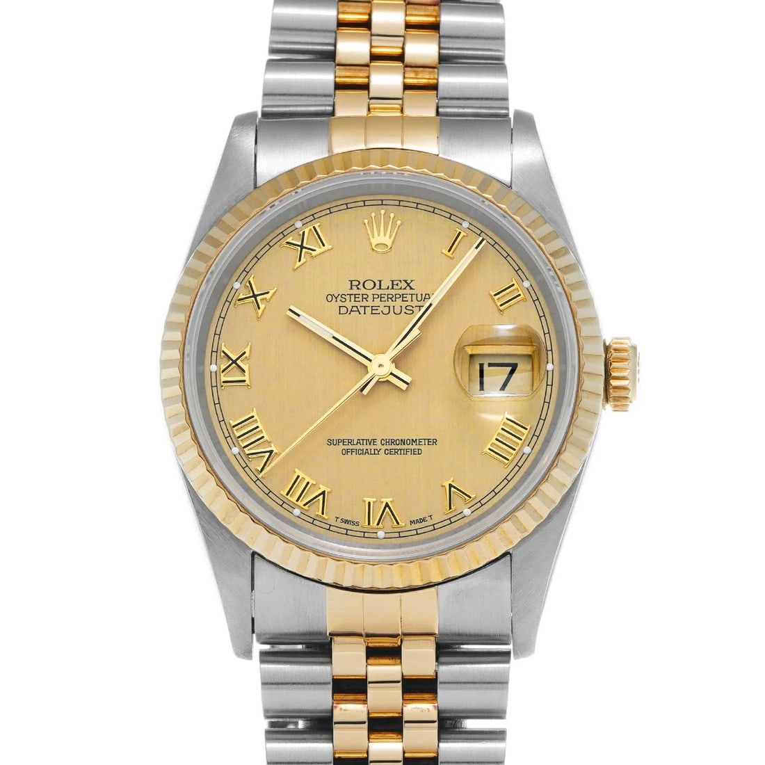 ROLEX DATEJUST CHAMPAGNE WATCH: ROLEX Datejust Champagne WATCH Brand: ROLEX Type: Wristwatch Material: Band Material Stainless steel/Yellow Gold, Case Material Stainless steel Color: Dial Color Champagne Size: ??Case? H/about 36mm W