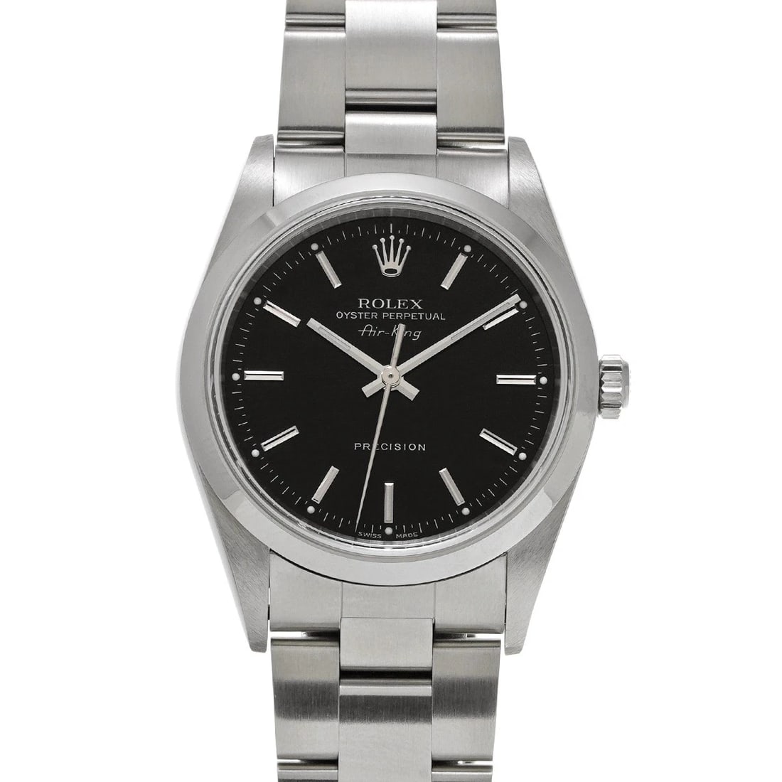ROLEX AIR-KING BLACK WATCH: ROLEX Air-King Black WATCH Brand: ROLEX Type: Wristwatch Material: Band Material Stainless steel, Case Material Stainless steel Color: Dial Color Black Size: ??Case? H/about 34mm W/about 34mm D/about 