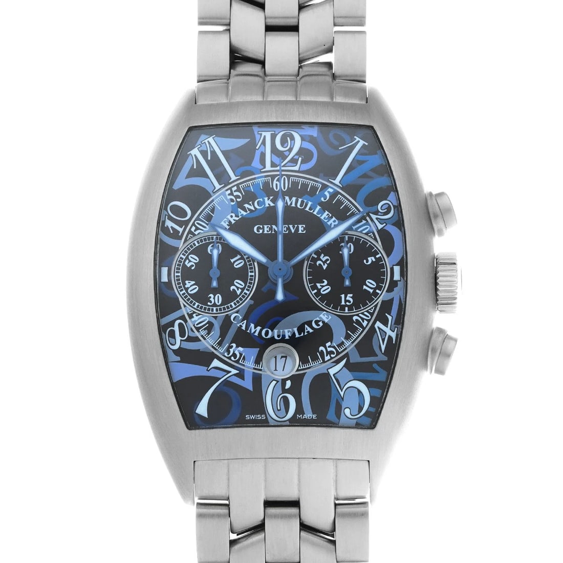 FRANCK MULLER CASABLANCA CAMOUFLAGE BLUE WATCH: FRANCK MULLER Casablanca Camouflage Blue WATCH Brand: FRANCK MULLER Type: Wristwatch Material: Band Material Stainless steel, Case Material Stainless steel Color: Dial Color Blue Size: ??Case? H/about
