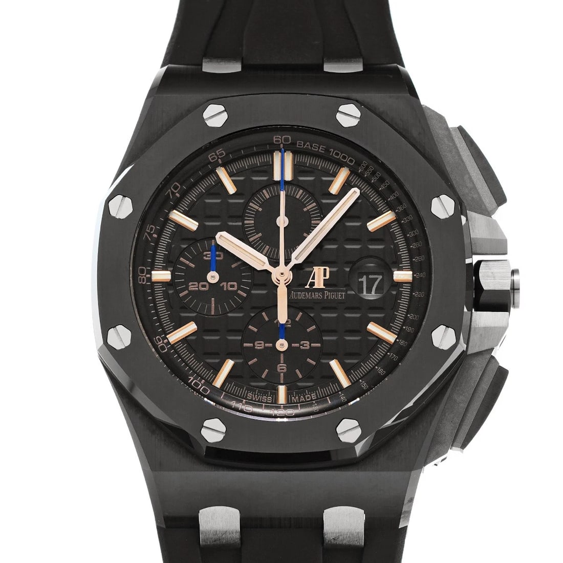 AUDEMARS PIGUET ROYAL OAK OFFSHORE CHRONOGRAPH BLACK WATCH: AUDEMARS PIGUET Royal Oak Offshore Chronograph Black WATCH Brand: AUDEMARS PIGUET Type: Wristwatch Material: Band Material rubber, Case Material Black ceramic Color: Dial Color black Size: ??Case? H/a
