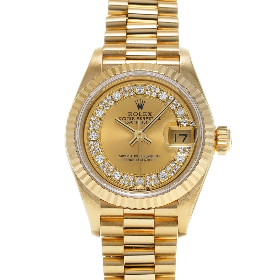 ROLEX DATEJUST CHAMPAGNE/DIAMOND WATCH: ROLEX Datejust Champagne/Diamond WATCH Brand: ROLEX Type: Wristwatch Material: Band Material Yellow Gold, Case Material Yellow Gold Color: Dial Color Champagne/Diamond Size: ??Case? H/about 26mm W/abo