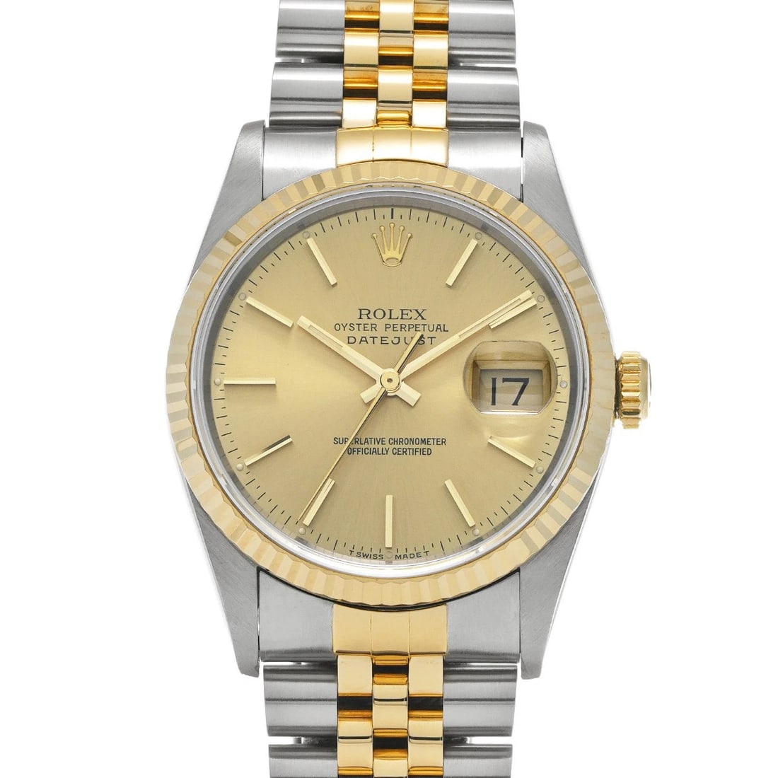 ROLEX DATEJUST CHAMPAGNE WATCH: ROLEX Datejust Champagne WATCH Brand: ROLEX Type: Wristwatch Material: Band Material Stainless steel/Yellow Gold, Case Material Stainless steel Color: Dial Color Champagne Size: ??Case? H/about 36mm W