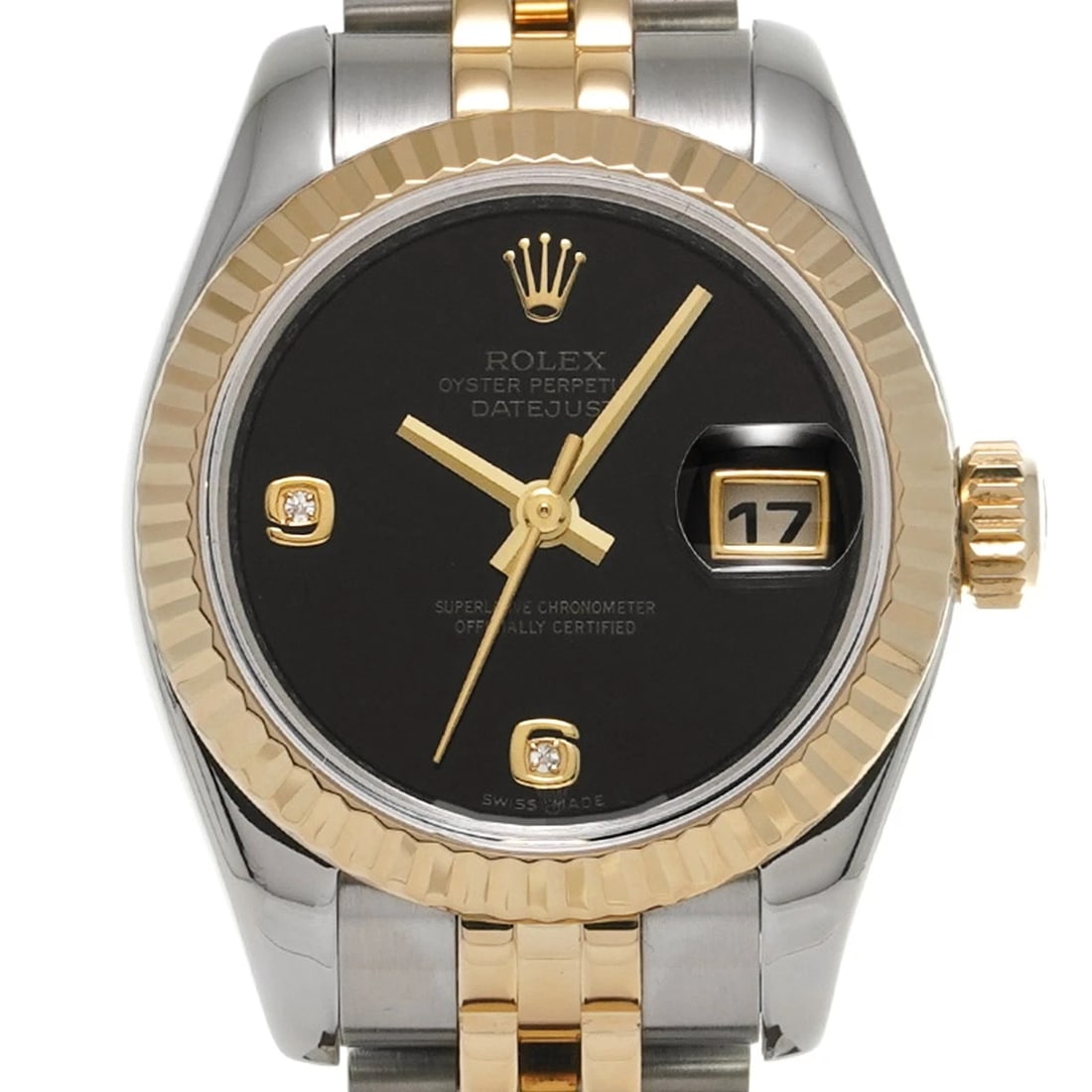 ROLEX DATEJUST BLACK/DIAMOND WATCH - 4