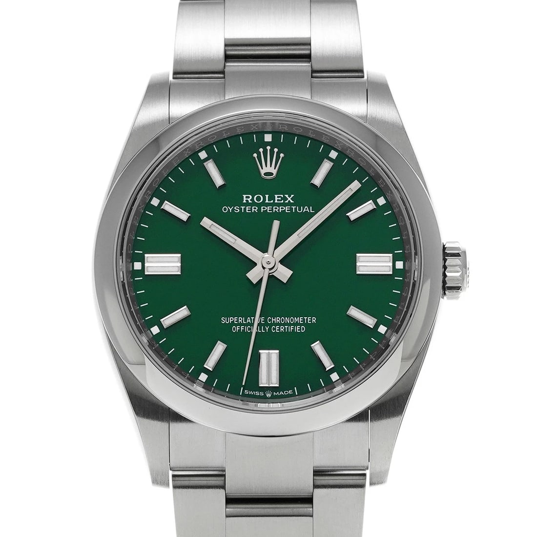 ROLEX OYSTER PERPETUAL GREEN WATCH: ROLEX Oyster Perpetual Green WATCH Brand: ROLEX Type: Wristwatch Material: Band Material Stainless steel, Case Material Stainless steel Color: Dial Color Green Size: ??Case? H/about 36mm W/about 36mm 