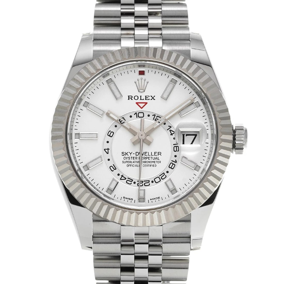 ROLEX SKY DWELLER WHITE WATCH: ROLEX Sky Dweller White WATCH Brand: ROLEX Type: Wristwatch Material: Band Material Stainless steel, Case Material Stainless steel Color: Dial Color White Size: ??Case? H/about 42mm W/about 42mm D/abo