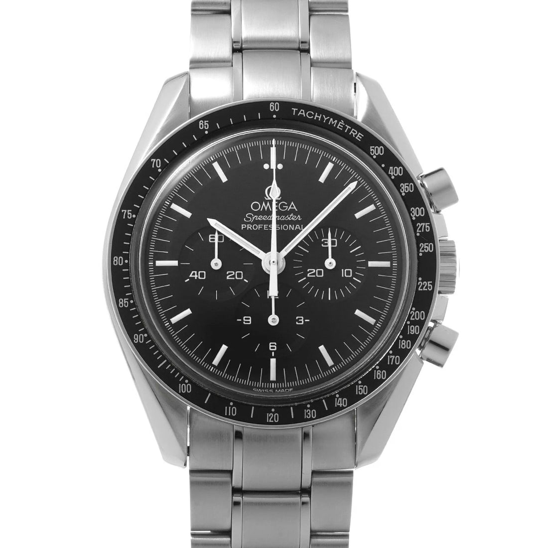OMEGA SPEEDMASTER MOONWATCH PROFESSIONAL BLACK WATCH: OMEGA Speedmaster Moonwatch Professional Black WATCH Brand: OMEGA Type: Wristwatch Material: Band Material Stainless steel, Case Material Stainless steel Color: Dial Color Black Size: ??Case? H/about 