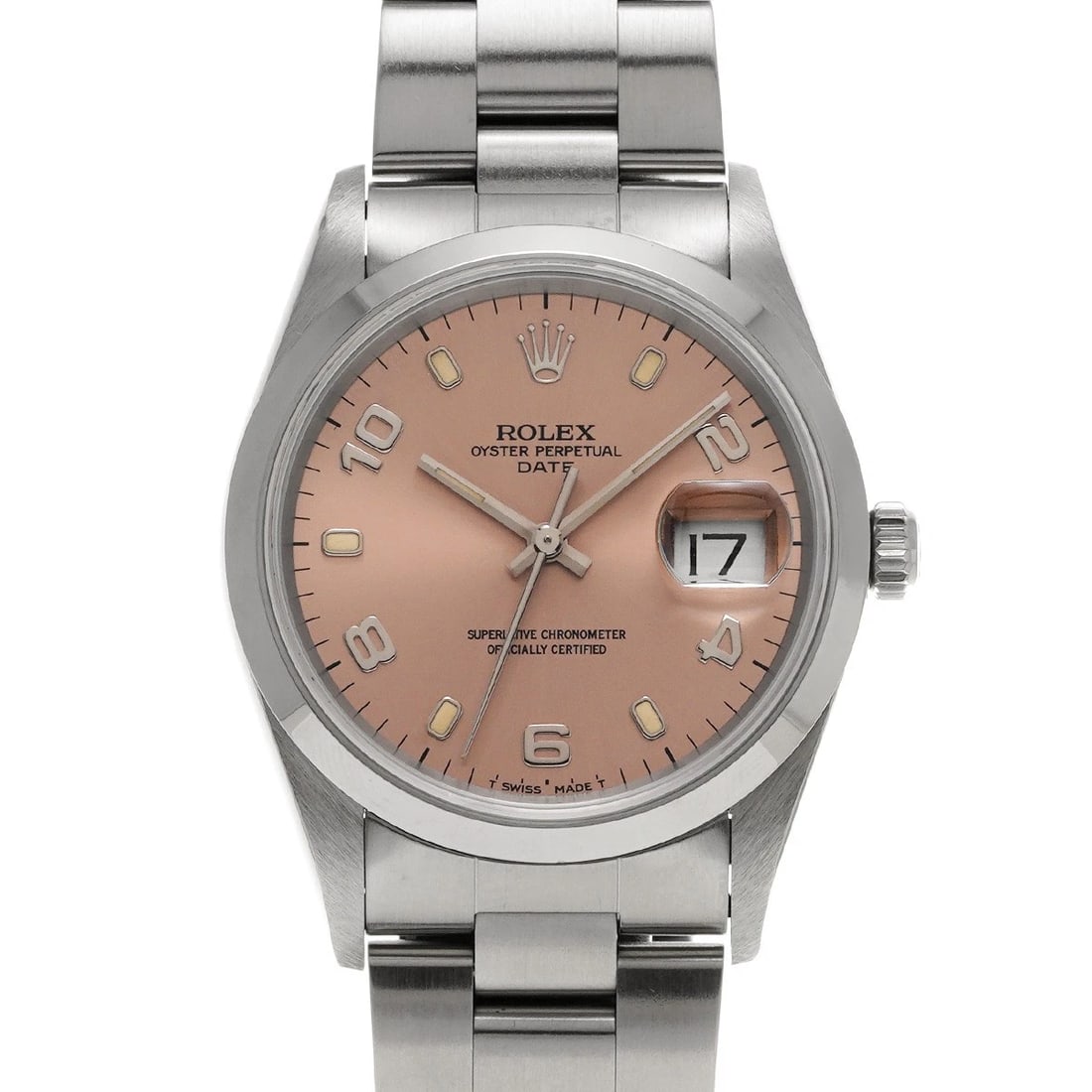 ROLEX OYSTER PERPETUAL DATE PINK WATCH: ROLEX Oyster Perpetual Date Pink WATCH Brand: ROLEX Type: Wristwatch Material: Band Material Stainless steel, Case Material Stainless steel Color: Dial Color Pink Size: ??Case? H/about 34mm W/about 34