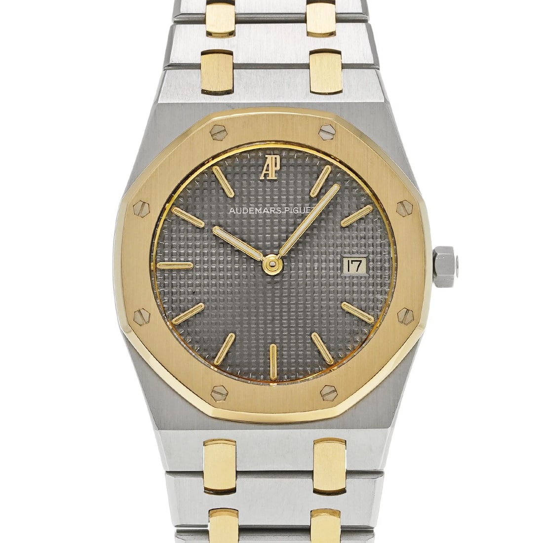 AUDEMARS PIGUET ROYAL OAK MIDSIZE GRAY WATCH: AUDEMARS PIGUET Royal Oak Midsize Gray WATCH Brand: AUDEMARS PIGUET Type: Wristwatch Material: Band Material Stainless steel/Yellow Gold, Case Material Stainless steel Color: Dial Color Gray Size: ??C