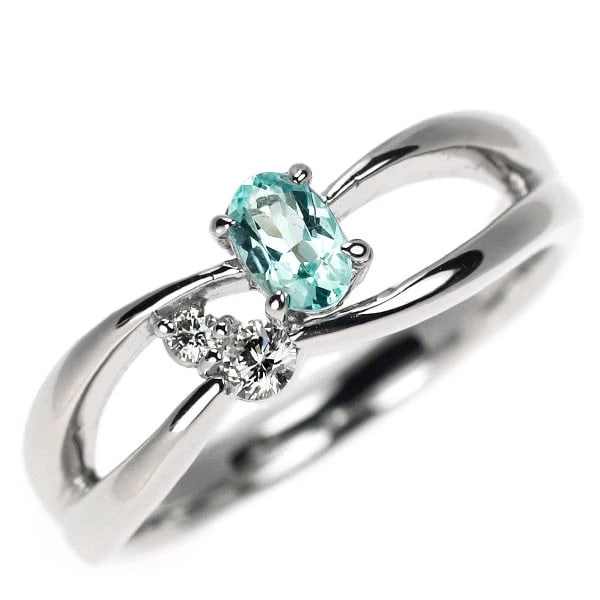 K18WG PARAIBA TOURMALINE DIAMOND RING: K18WG Paraiba Tourmaline Diamond Ring Brand: Outlet Type: rings Material: K18WG, Main Stone/Creation touralmineSide Stonediamonds Color: White Gold Size: 5.5 - 5.75US Accessories: None Accessories