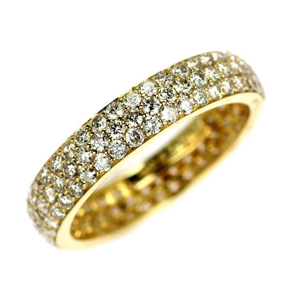 K18YG PAVÉ FULL ETERNITY DIAMOND RING: K18YG Pavé Full Eternity Diamond Ring Brand: None Type: rings Material: K18YG, Main Stone/Creation Natural Color: Yellow Gold Size: 4.5US Accessories: None Accessories Notice: When purchasing