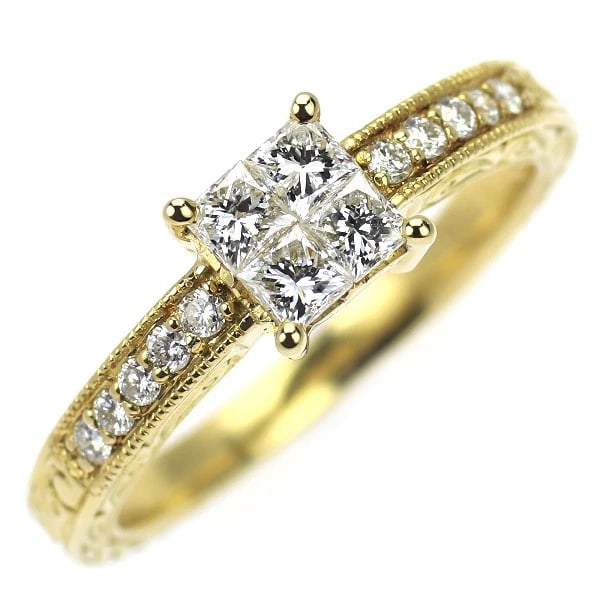 K18YG DIAMOND RING: K18YG DIAMOND RING Brand: None Type: rings Material: K18YG, Main Stone/Creation Natural Color: Yellow Gold Size: 6US Accessories: None Accessories Notice: When purchasing pre-owned goods, please