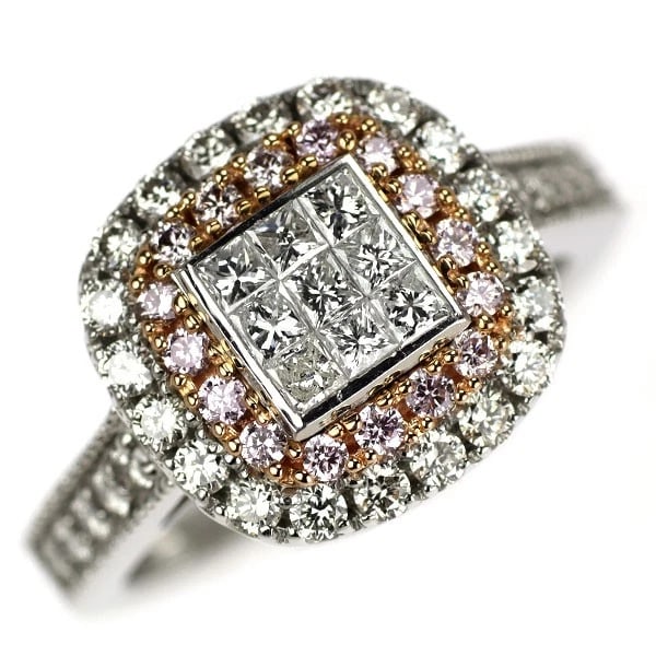 PT950/K18PGS DIAMOND RING: PT950/k18pgs diamond ring Brand: None Type: rings Material: PT950/k18pg, Main Stone/Creation Natural Color: Silver Size: 5.25US Accessories: None Accessories Notice: When purchasing pre-owned goods,