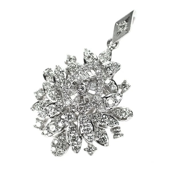 K18WG/PT900 DIAMOND PENDANT: K18wg/PT900 diamond pendant Brand: None Type: pendant top Material: K18wg/PT900, Main Stone/Creation Natural Color: WG,Silver Size: Length/Width/Diameter (CM) 30.0 Accessories: None Accessories