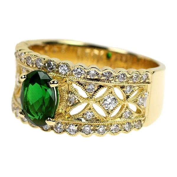 K18YG GARNET DIAMOND RING - 2