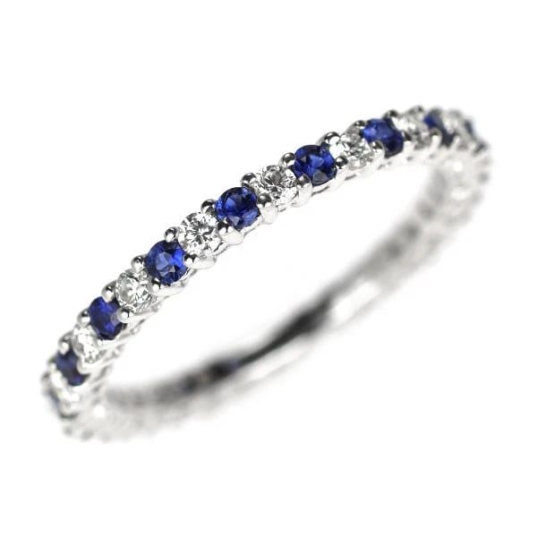 K18WG SAPPHIRE DIAMOND RING: K18WG Sapphire Diamond Ring Brand: None Type: rings Material: K18WG, Main Stone/Creation sapphireSide Stonediamonds Color: White Gold Size: 6US Accessories: None Accessories Notice: When purchasing