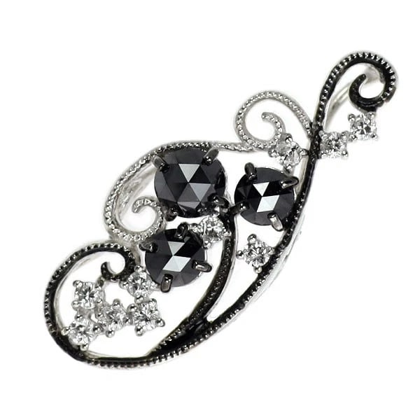 BLACK PLATED/ K18WG BLACK DIAMOND PENDANT: black plated/ K18WG black diamond pendant Brand: None Type: pendant top Material: K18WG, Main Stone/Creation Natural Color: White Gold Size: Length/Width/Diameter (CM) 27.5 Accessories: None