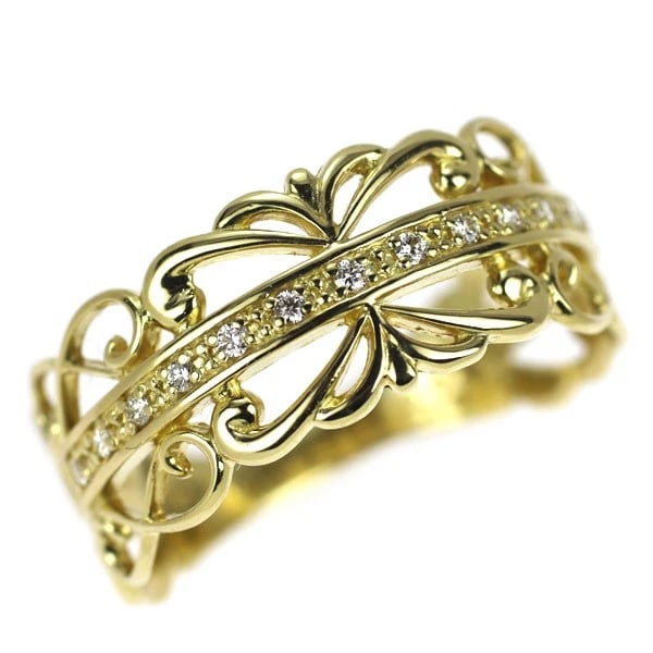 K18YG DIAMOND RING: K18YG diamond ring Brand: None Type: rings Material: K18YG, Main Stone/Creation Natural Color: Yellow Gold Size: 6.75 - 7US Accessories: None Accessories Notice: When purchasing pre-owned goods,