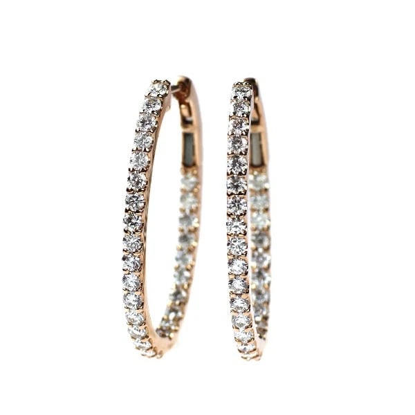 K18PG DIAMOND HOOP EARRINGS: K18PG Diamond Hoop Earrings Brand: None Type: piercing Material: K18PG, Main Stone/Creation Natural Color: pink Gold Size: Length/Width/Diameter (CM) 28.3 Accessories: None Accessories Notice: When