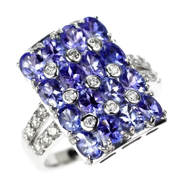 K18WG TANZANITE DIAMOND RING: K18WG Tanzanite Diamond Ring Brand: None Type: rings Material: K18WG, Main Stone/Creation tanzaniteSide Stonediamonds Color: White Gold Size: 6US Accessories: None Accessories Notice: When purchasing