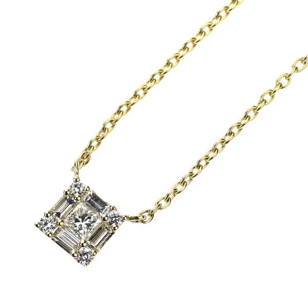 BELSIORA K18YG DIAMOND PENDANT NECKLACE: Belsiora K18YG Diamond Pendant Necklace Brand: None Type: pendant necklace Material: K18YG, Main Stone/Creation Natural Color: Yellow Gold Size: Necklace: Chain Length 40cm Accessories: None