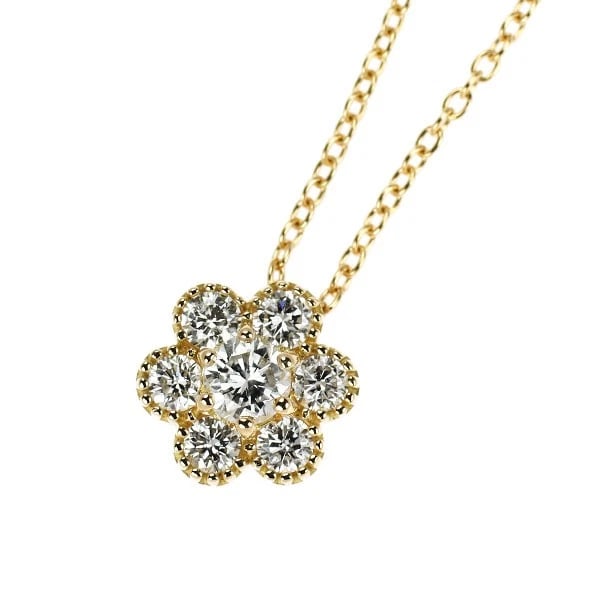 PONTE VECCHIO K18YG DIAMOND PENDANT NECKLACE: Ponte Vecchio K18YG Diamond Pendant Necklace Brand: Pontevecchio Type: pendant necklace Material: K18YG, Main Stone/Creation Natural Color: Yellow Gold Size: Necklace: Chain Length 40cm Accessories: