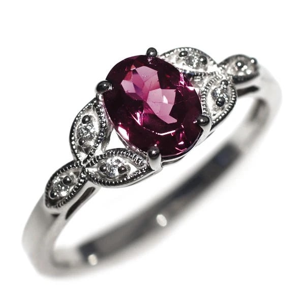 PT950 GARNET DIAMOND RING: Pt950 Garnet Diamond Ring Brand: None Type: rings Material: Pt950, Main Stone/Creation Garnet Side Stonediamonds Color: Silver Size: US 9 Accessories: None Accessories Notice: When purchas