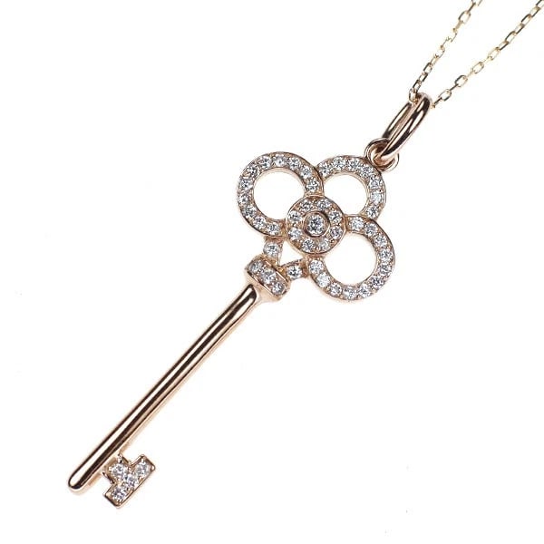 K18PG DIAMOND PENDANT NECKLACE: K18PG diamond pendant necklace Brand: None Type: pendant necklace Material: K18PG, Main Stone/Creation Natural Color: pink Gold Size: Necklace: Chain Length 40cm Accessories: None Accessories Notice: