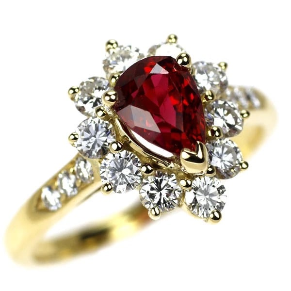 K18YG RUBY DIAMOND RING: K18YG Ruby Diamond Ring Brand: None Type: rings Material: K18YG, Main Stone/Creation rUBYSide Stonediamonds Color: Yellow Gold Size: 6.25 - 6.5US Accessories: None Accessories Notice: When