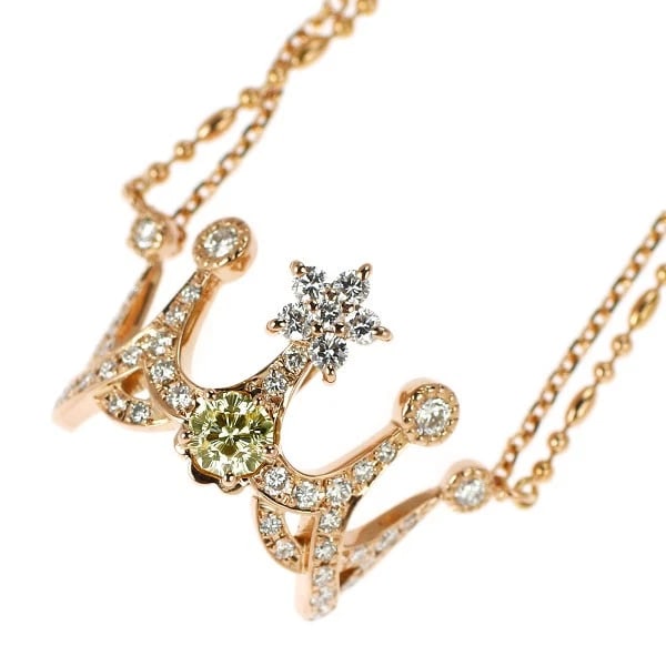 K18PG SAKURA CUT DIAMOND PENDANT NECKLACE: K18PG Sakura Cut Diamond Pendant Necklace Brand: None Type: pendant necklace Material: K18PG, Main Stone/Creation Natural Color: pink Gold Size: Necklace: Chain Length 47?53cm Accessories: None